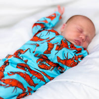Unisex Baby Cotton Sleepsuit (Onesie) – Lobster Print
