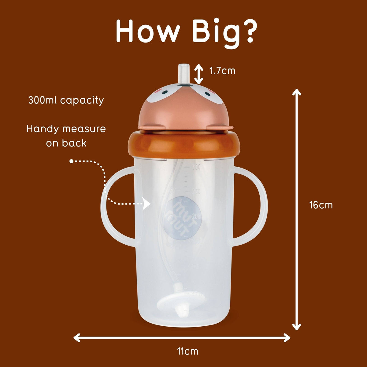 Tall Tippy Up Sippy Cup, with Weighted Straw (Valve Free), Fergus Fox, 300ml, Series 3
