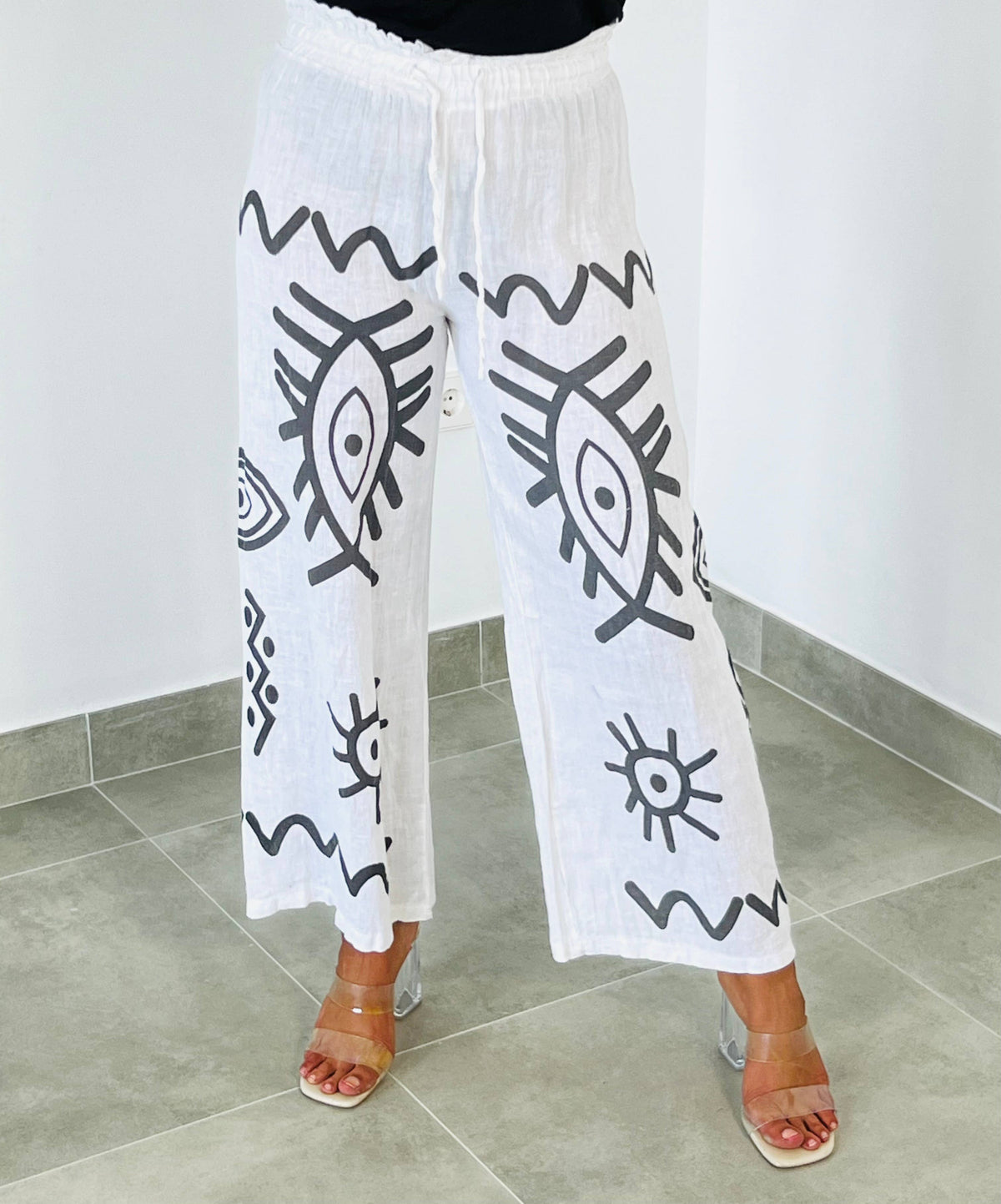 PRINTED TROUSERS 100% LINEN - Ref-7193