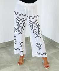 PRINTED TROUSERS 100% LINEN - Ref-7193