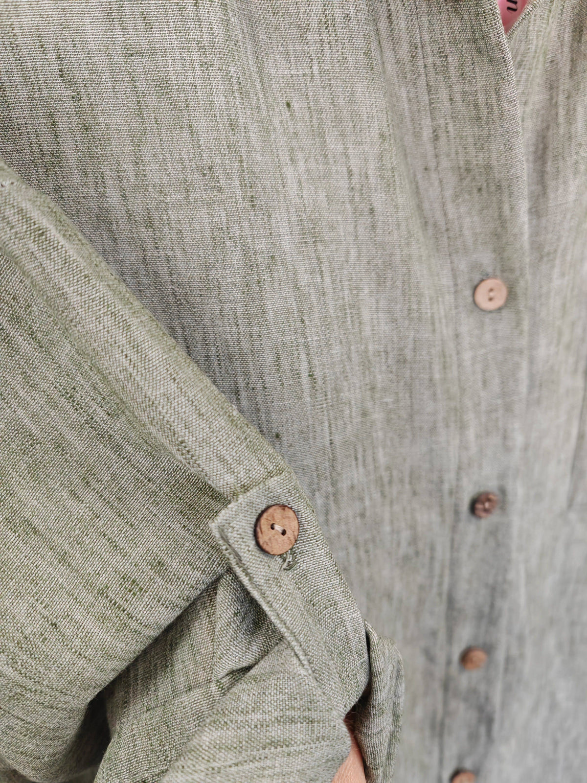 Italian One Size Full Button Linen Shirt Blouse with Pocket