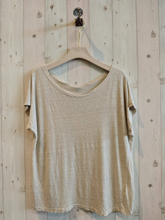 BASIC U-NECK T-SHIRT 100% LINEN Ref-2295