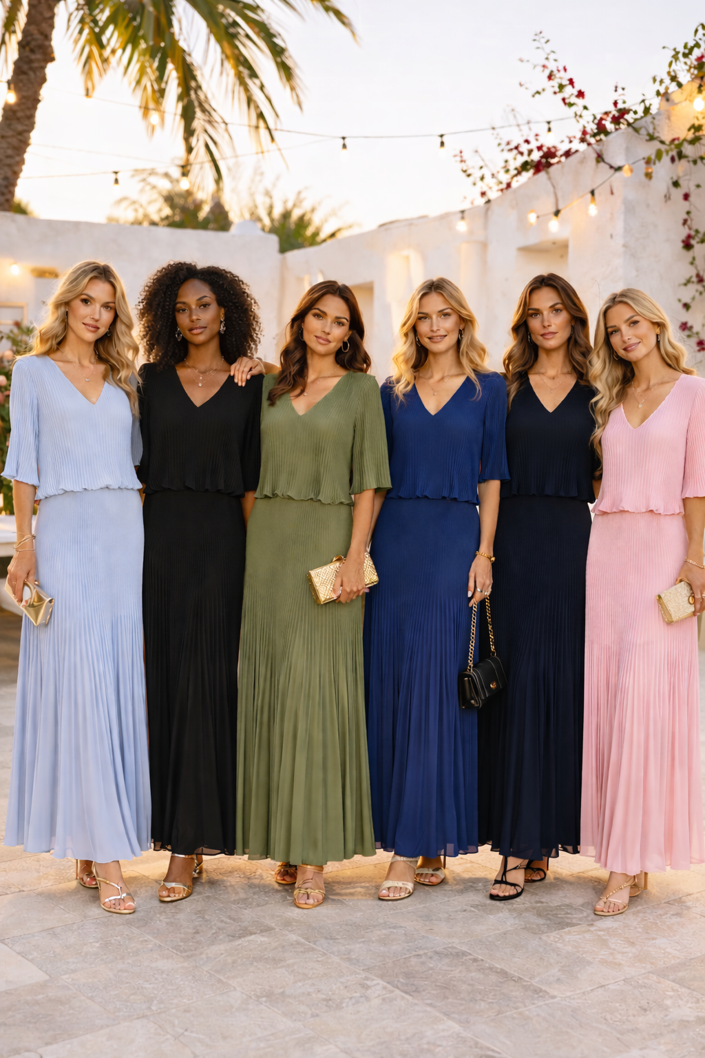 Plain Plisse Pleated Layered Maxi Dress