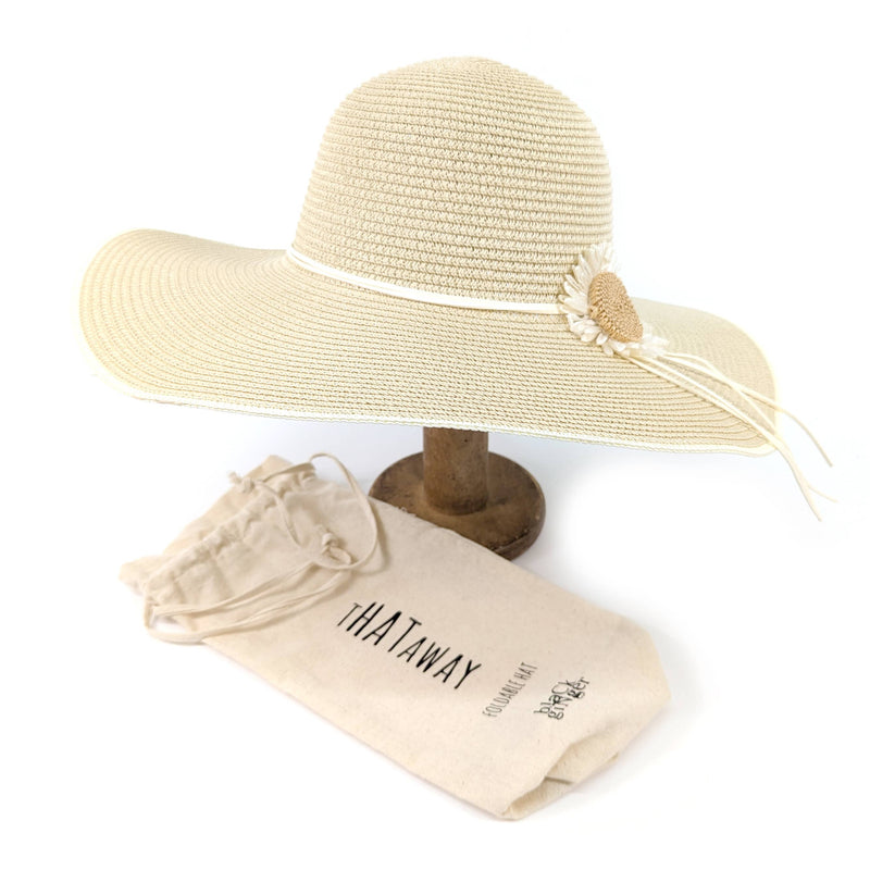 Women's Daisy Wide Brim Foldable Hat - Natural (57cm)