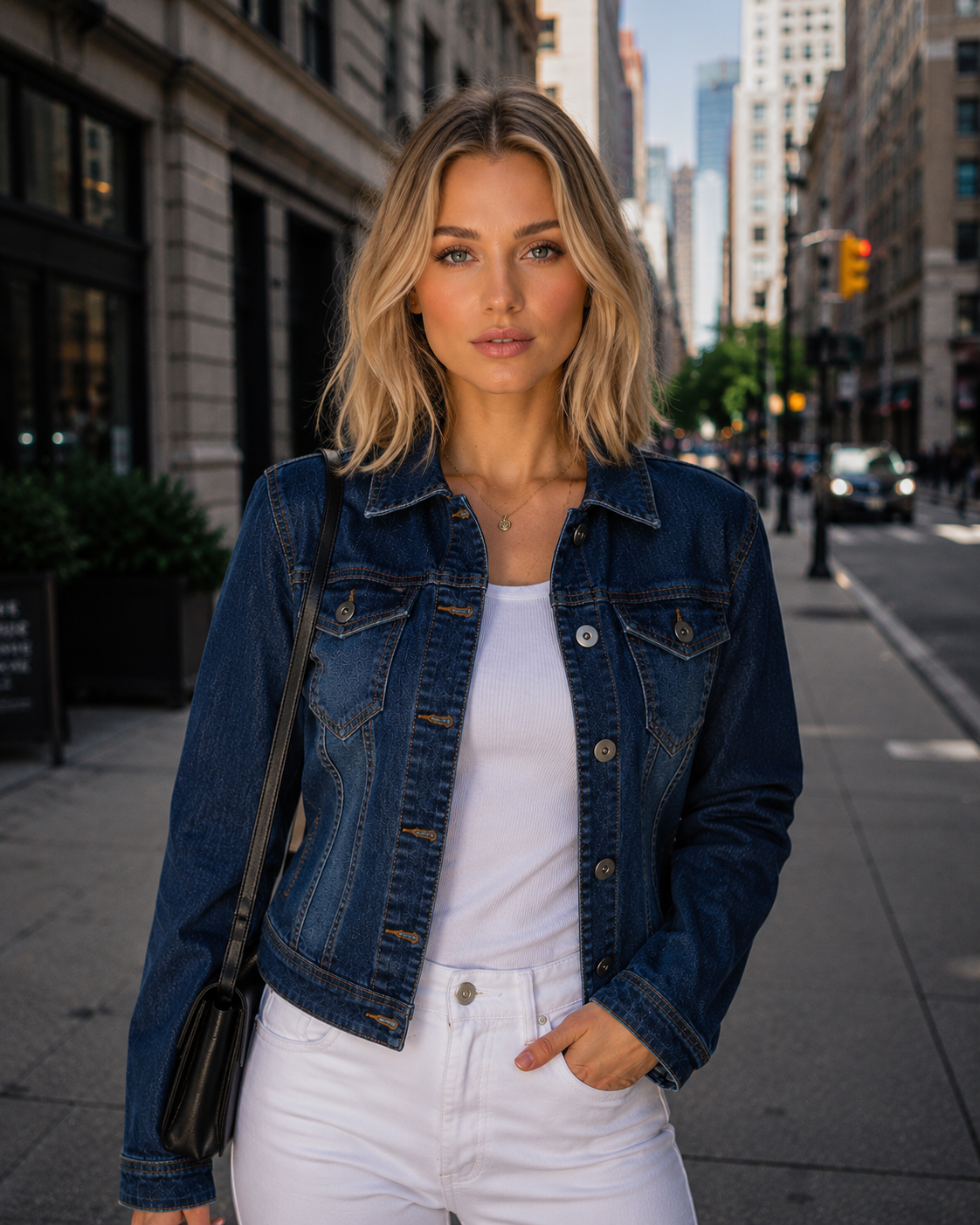 Kurt Muller Mid Denim Blue Cotton Stretch Jacket