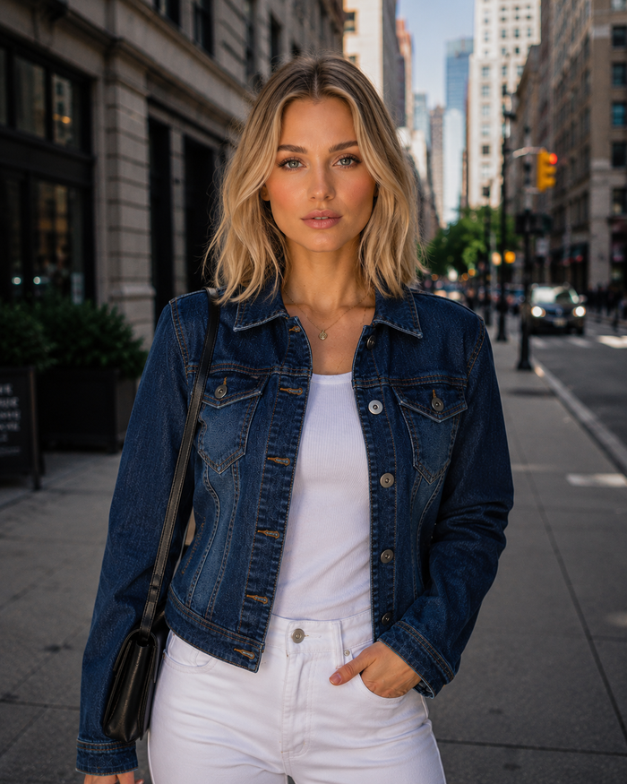 Kurt Muller Mid Denim Blue Cotton Stretch Jacket