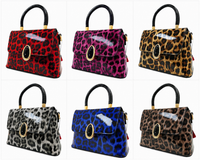 Elegant Glossy Leopard Print Top Handle Handbag-912-2