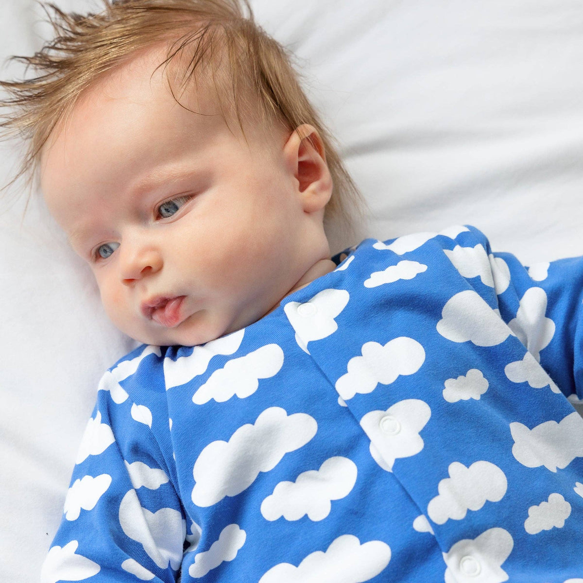 Unisex Baby Cotton Sleepsuit (Onesie) – Blue cloud Print