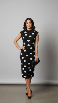 Stretch Polka Dot Knit Dress