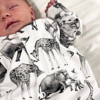 Unisex Baby Cotton Sleepsuit (Onesie) – Safari animal  Print
