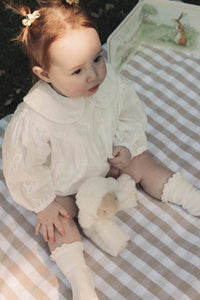 Minnie & Monty - White/Embroidered Long Sleeve Romper