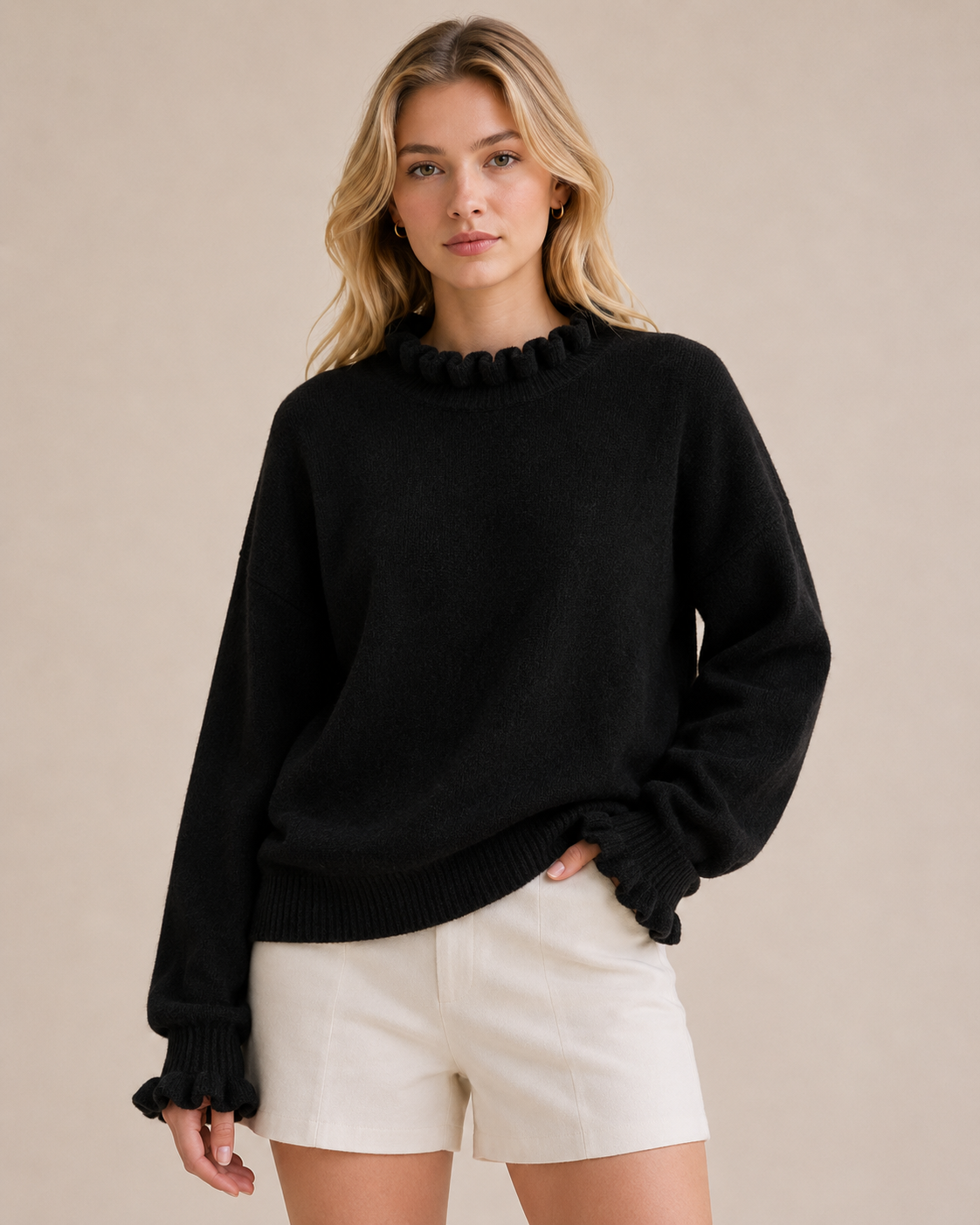 Frill Trim Soft Knit Jumper