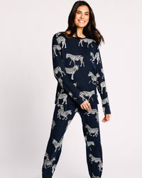 Chelsea Peers - Navy Zebra Print