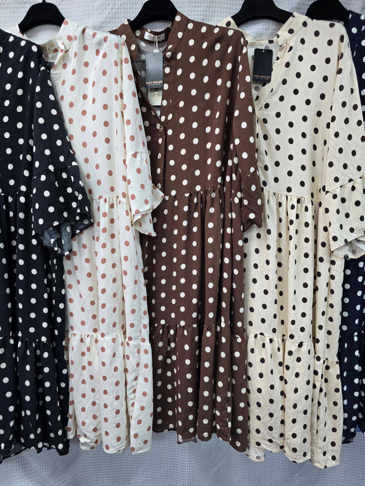Plus Size Polka Dot Cotton Smock Dress