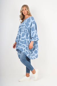 Italian Animal Print Oversized Boxy Top
