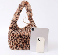 Soft Faux Fur Shoulder Bag Cross Body Bag - Available In Beige & Brown