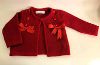 BOW CARDI - 2 Colours Ivory & Red