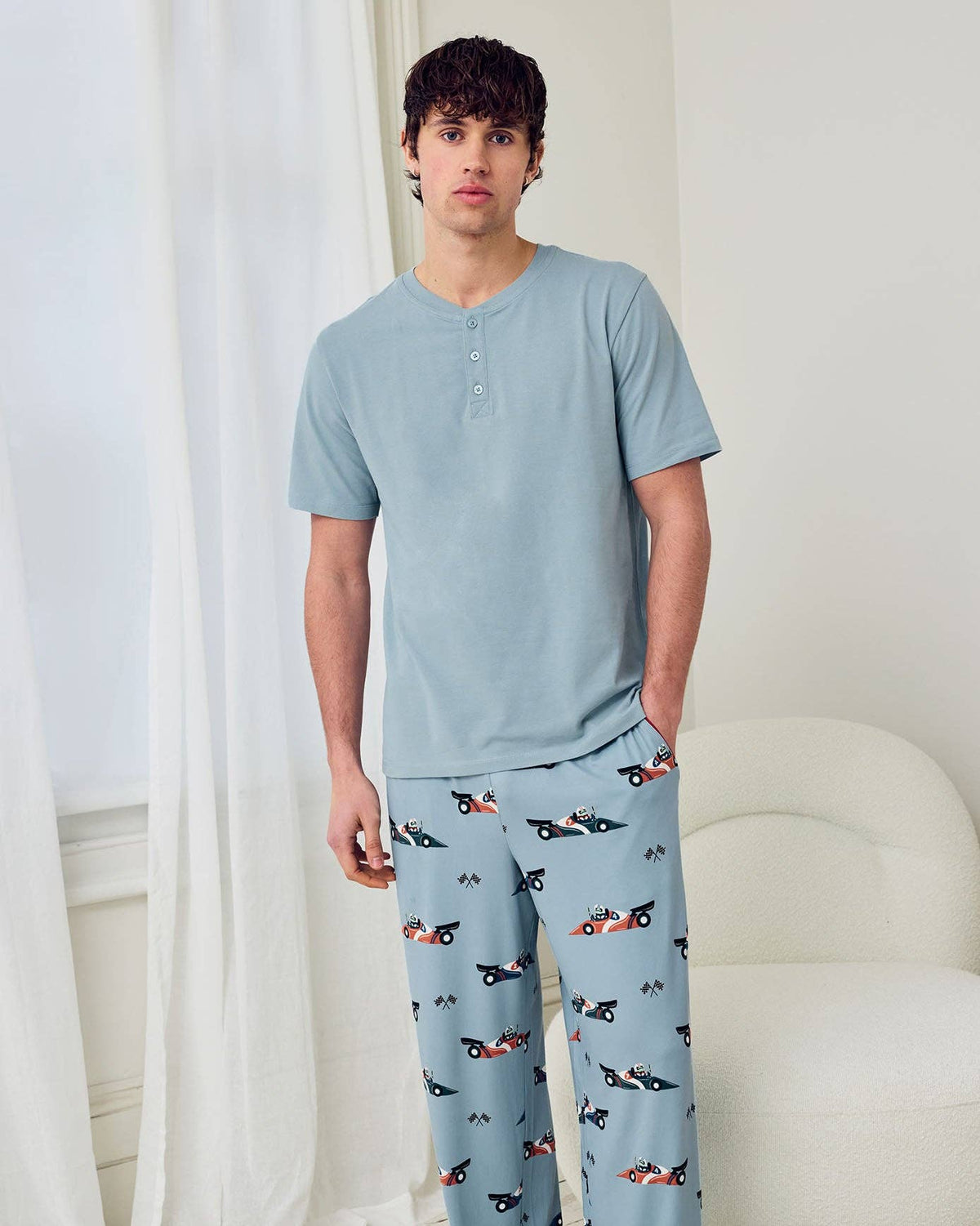 Racing Frogs Print Long Pyjama Set