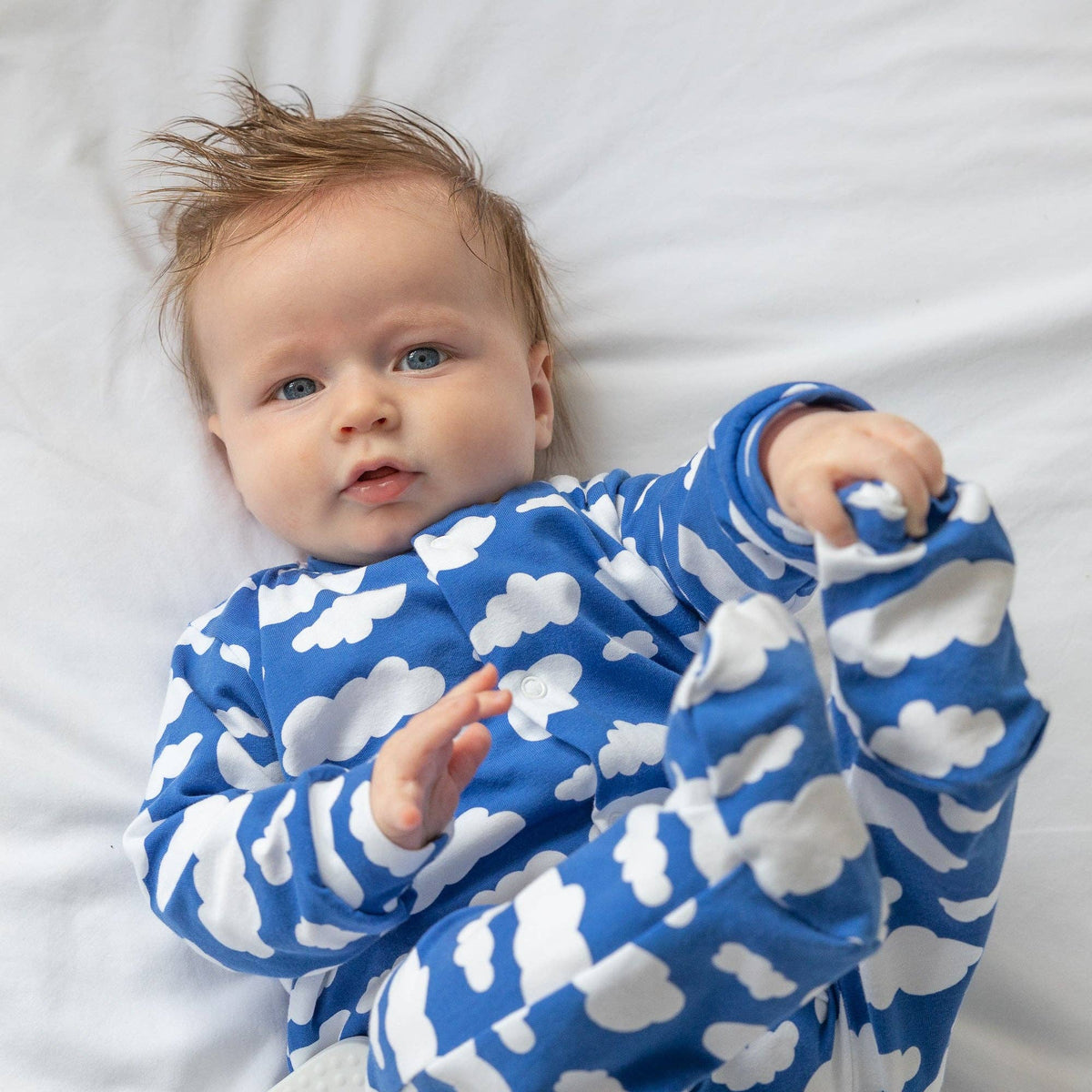 Unisex Baby Cotton Sleepsuit (Onesie) – Blue cloud Print