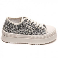 WOMENS CHUNKY LACE UP FLAT DESIGNER CANVAS SNEAKERS