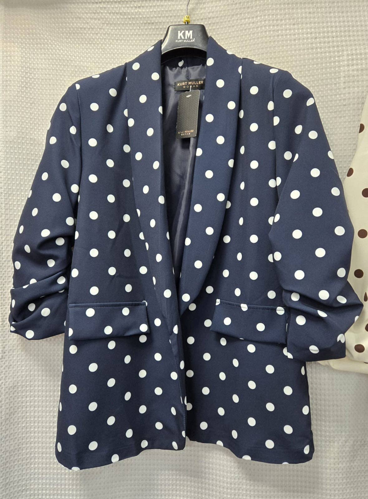 Polka Dot Rouched sleeve Blazer