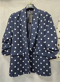 Polka Dot Rouched sleeve Blazer