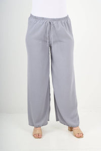 Italian Elastic Waistband Drawstring Wide Leg Trousers