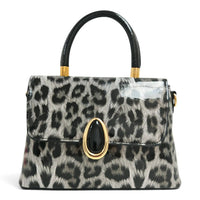 Elegant Glossy Leopard Print Top Handle Handbag-912-2