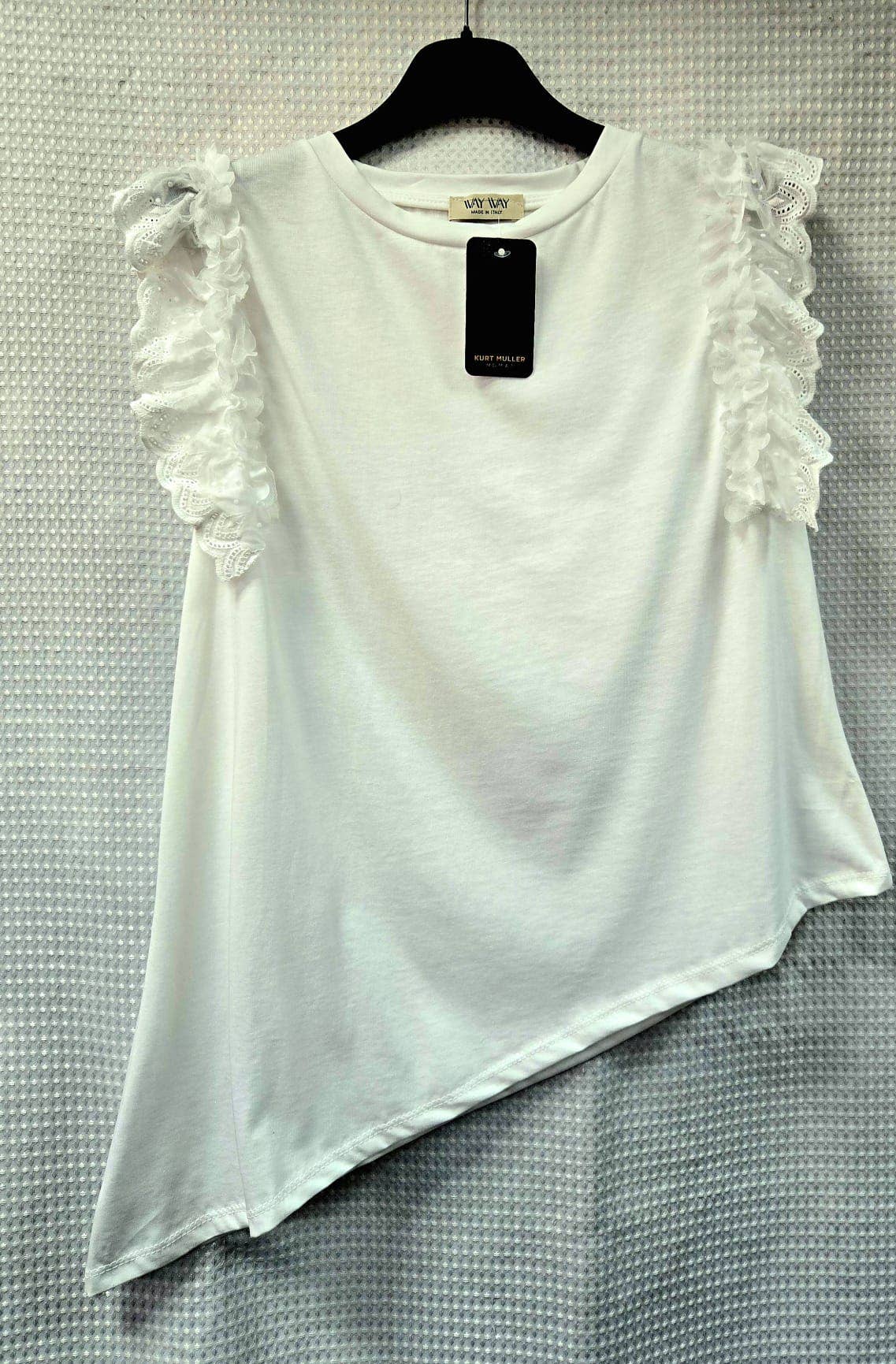 Asymmetric Pure Cotton Frill Sleeve Tshirt Top