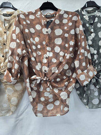 Dot Tencel Tie Top