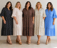 Plus Size Polka Dot Cotton Smock Dress