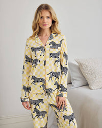 Zebra Checkerboard Print Long Pyjama Set