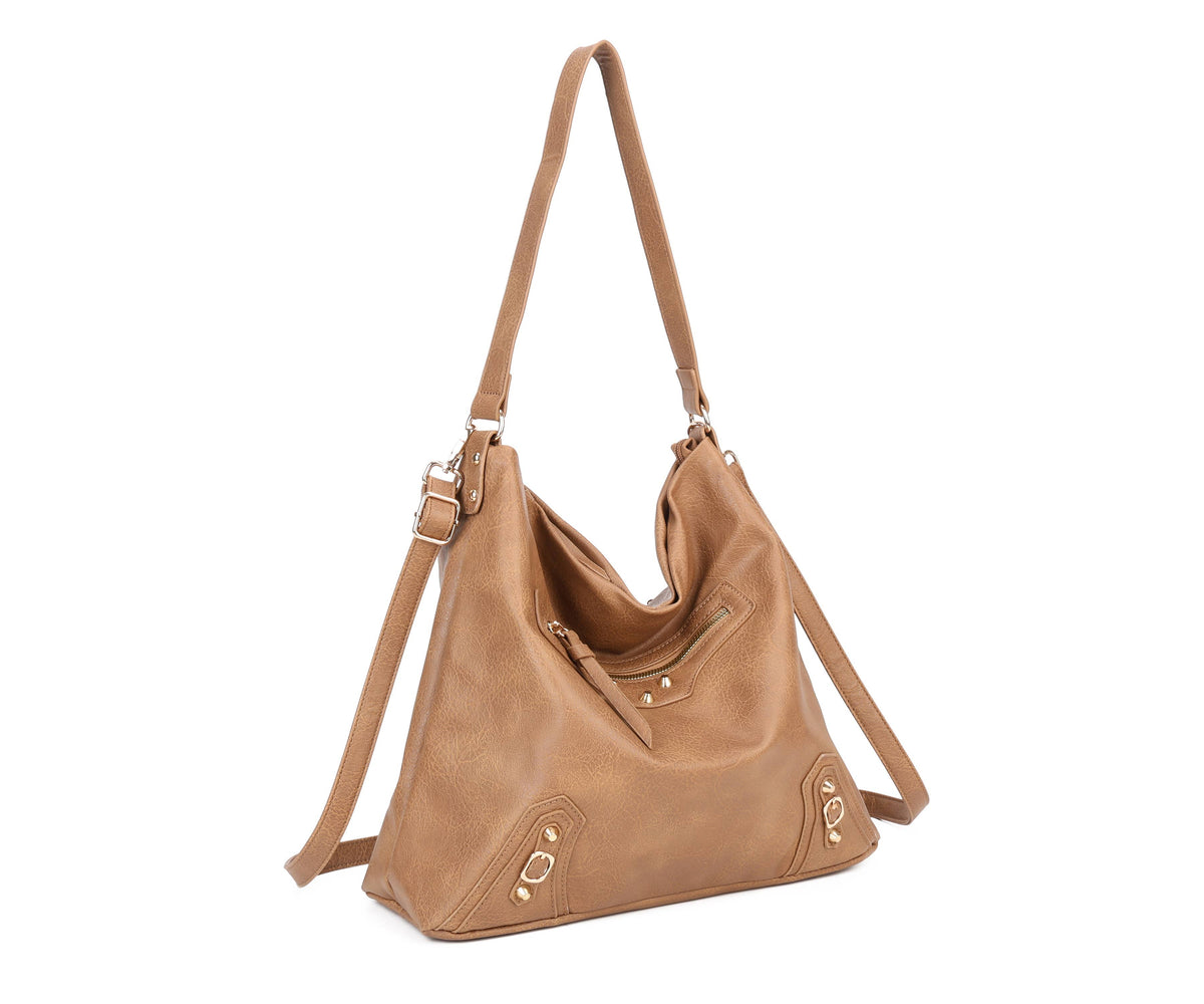 Soft Medium Big Size Mono Handle Hobo Bag with Studs-9332
