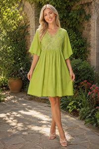 Italian Womens Floral Lace Cotton Smock Dress – Oversized Boho Tunic Dress UK 8–20