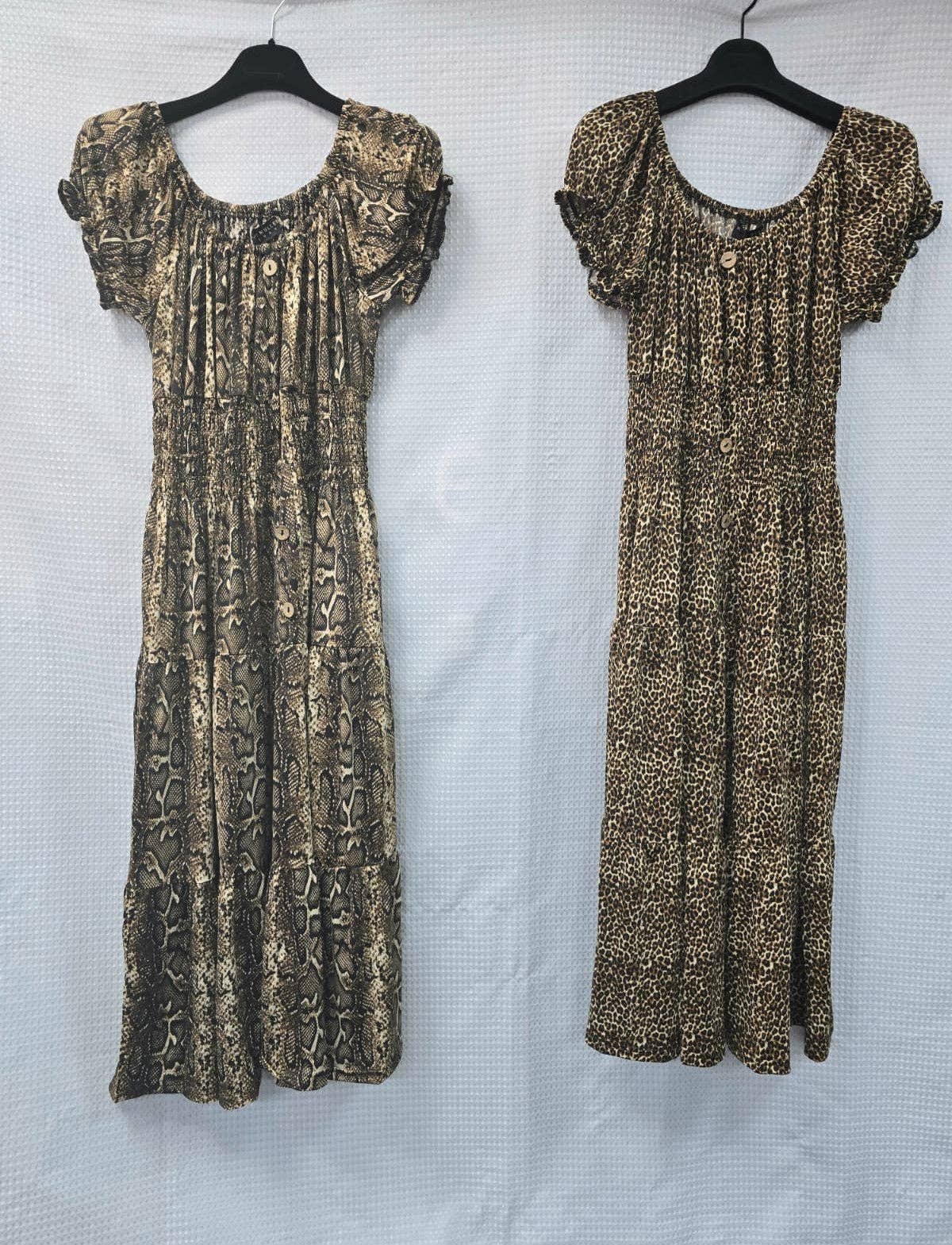 Animal Printed Bardot Midi Dresses