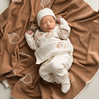 Baby blanket acorn ecru-brown