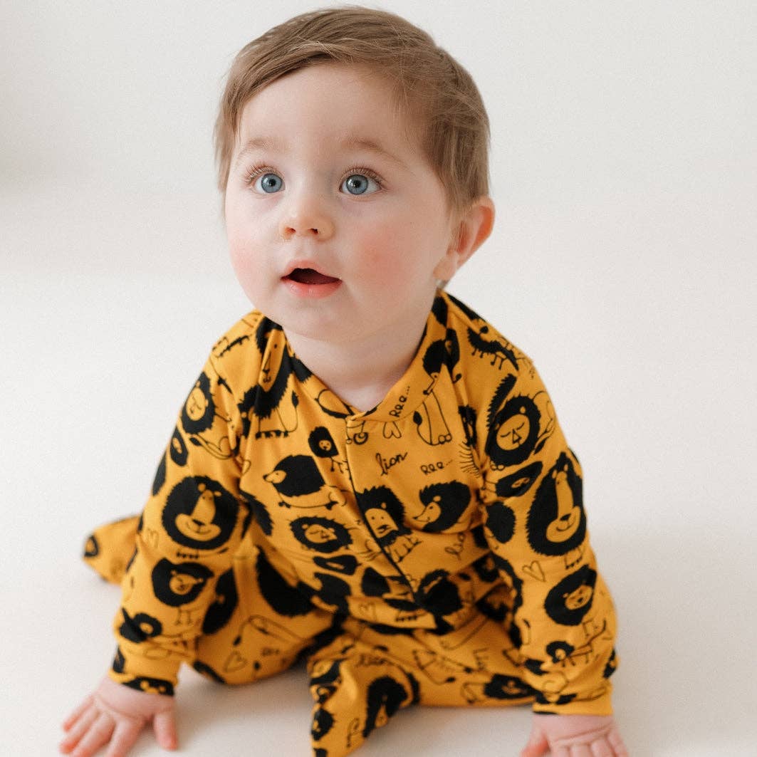 Unisex Baby Cotton Sleepsuit (Onesie) – Brian the Lion Print