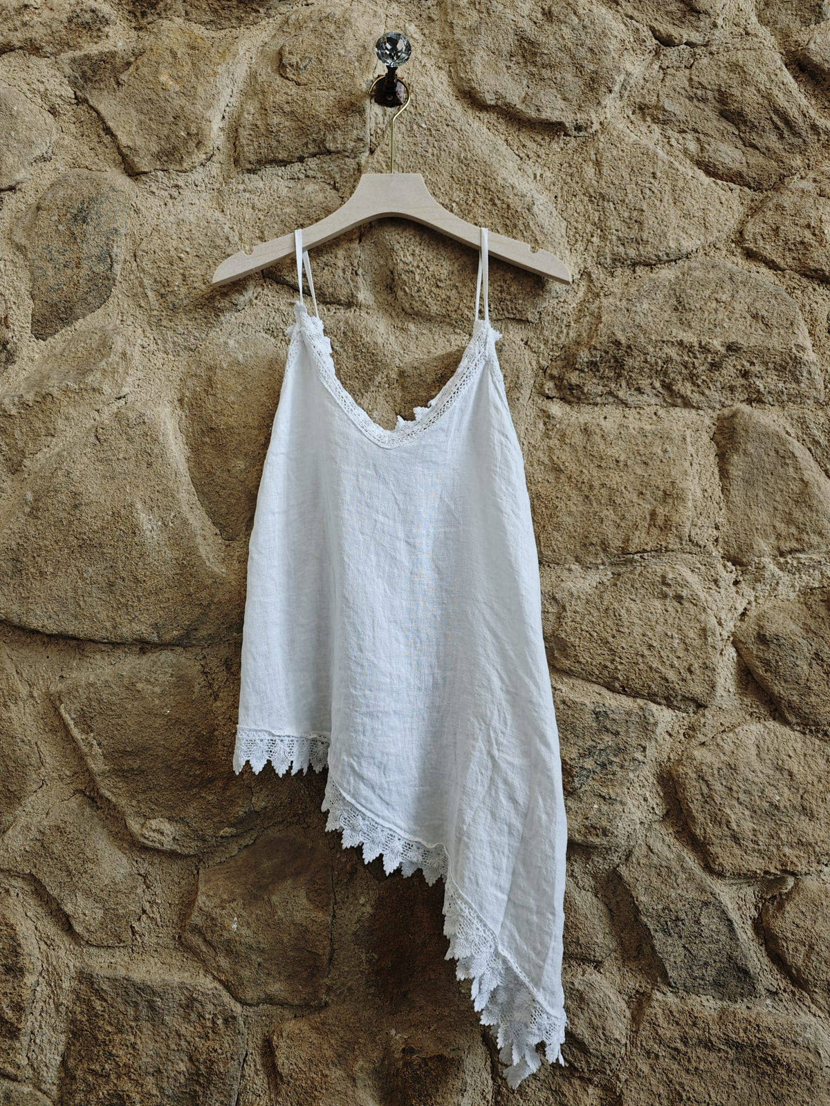 100% Linen Asymmetric Vest top Ref-23472 T-shirt