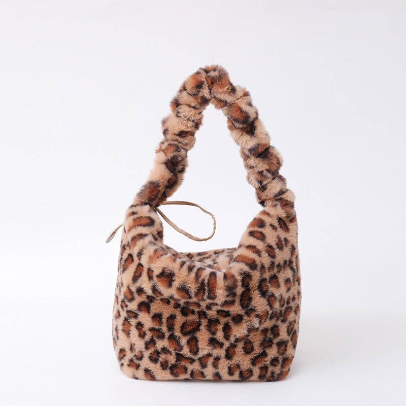 Soft Faux Fur Shoulder Bag Cross Body Bag - Available In Beige & Brown