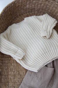 Organic Cotton Chunky Knit Jumper in Cream