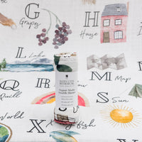 Bamboo Baby Swaddle Blanket, Alphabet Print