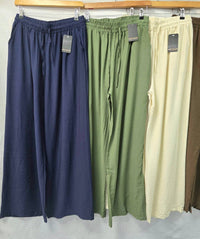 Wide Leg Elasticated Stretch Trousers: Mocha brown