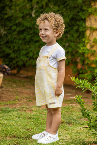 Yellow Candy Stripe Summer Dungaree Outfit