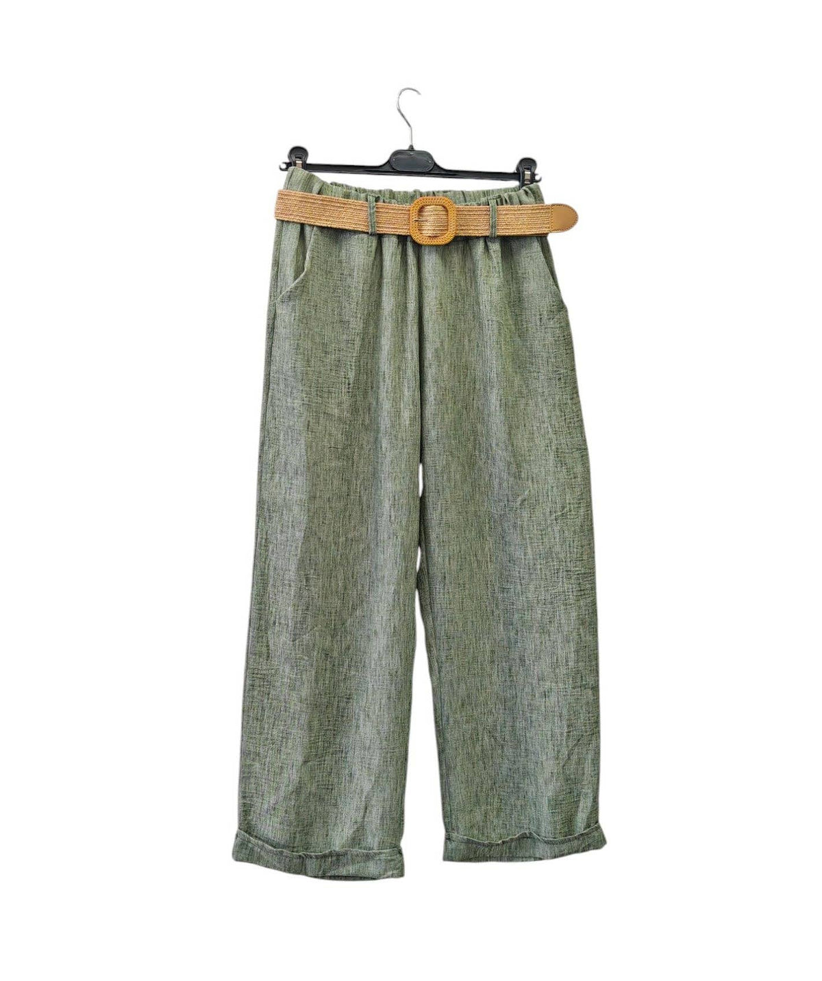 Italian One Size Light Weight Linen Trousers +Belt