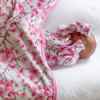 Unisex Baby Cotton Sleepsuit (Onesie) – Cherry Blossom Print