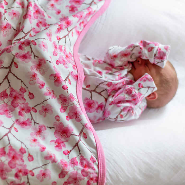 Unisex Baby Cotton Sleepsuit (Onesie) – Cherry Blossom Print