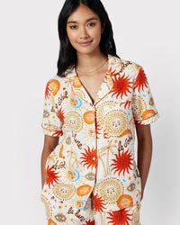 Chelsea Peers - Cotton Cheesecloth Sun & Moon Short Sleeve Long Trouser Pyjama Set