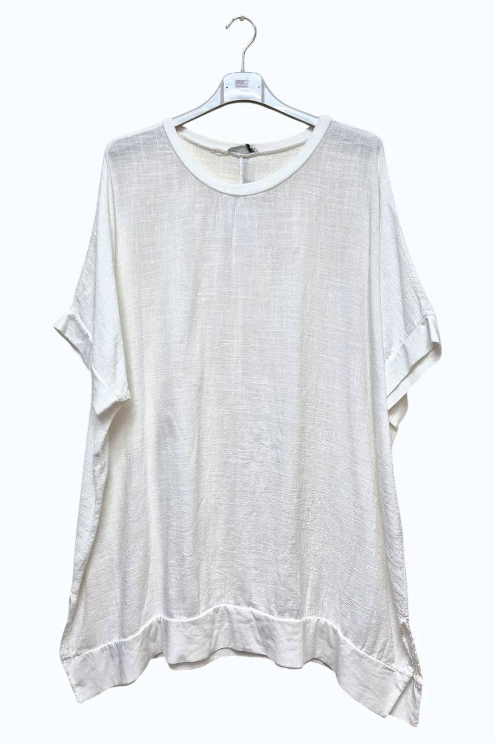 Italian Womens Cotton Oversized Side Slit Tunic Top
