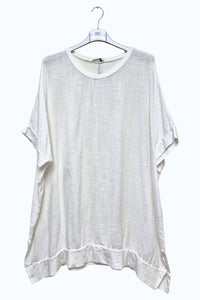 Italian Womens Cotton Oversized Side Slit Tunic Top