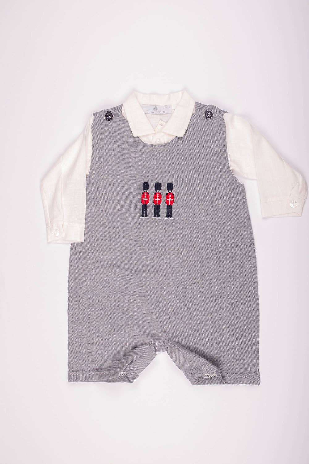 Grey Soldier Romper and Linen Shirt - 506